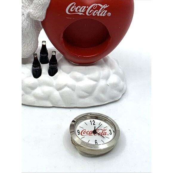 Coca-Cola Mini Clock Polar Bear w/Heart Vintage 2001 CCM67 3" Tested Working 377 - Picture 10 of 16